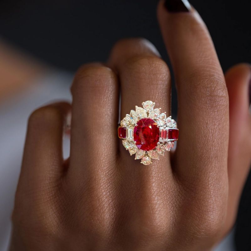 Vintage Oval Cut Ruby Sapphire Engagement Ring For Women Belovegrace