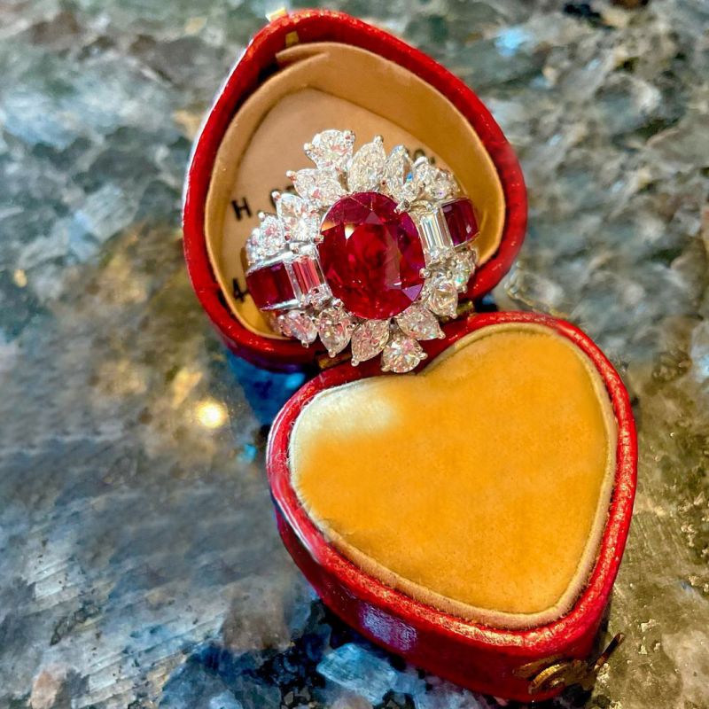 Vintage Oval Cut Ruby Sapphire Engagement Ring For Women Belovegrace