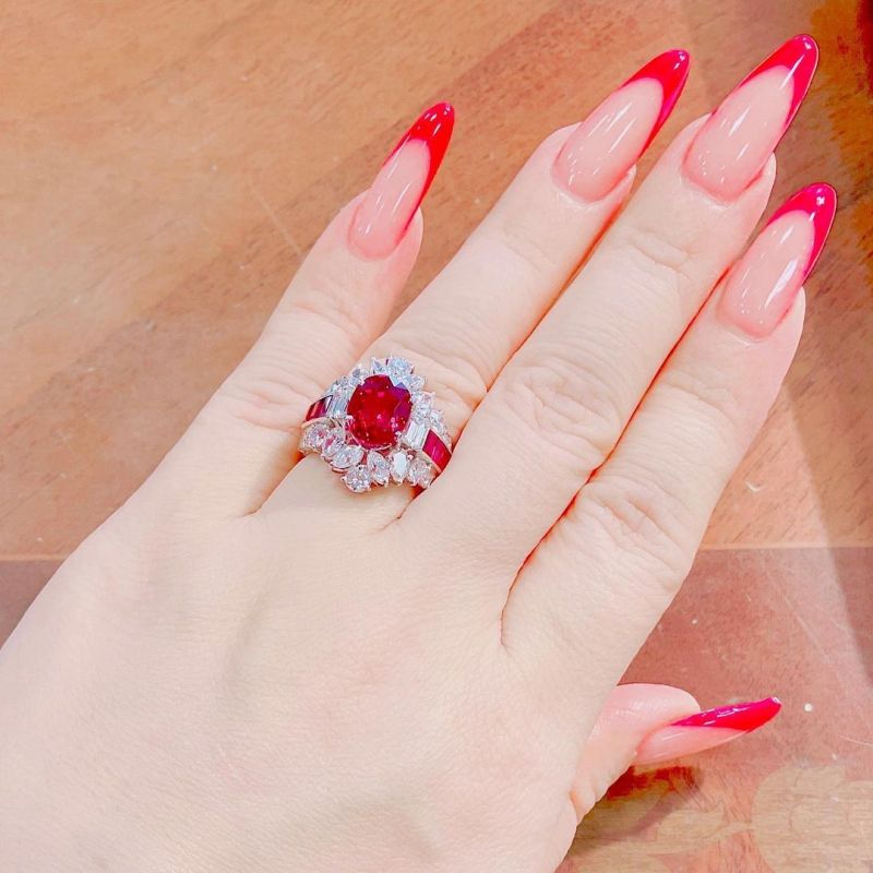 Vintage Oval Cut Ruby Sapphire Engagement Ring For Women Belovegrace