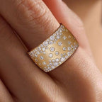 Golden Round Cut White Sapphire Wedding Band For Women Belovegrace
