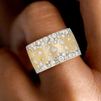 Golden Round Cut White Sapphire Wedding Band For Women Belovegrace