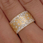 Golden Round Cut White Sapphire Wedding Band For Women Belovegrace