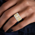 Golden Round Cut White Sapphire Wedding Band For Women Belovegrace