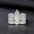Multi Row Shank Pear Cut White Sapphire Engagement Ring For Women Belovegrace