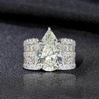 Multi Row Shank Pear Cut White Sapphire Engagement Ring For Women Belovegrace