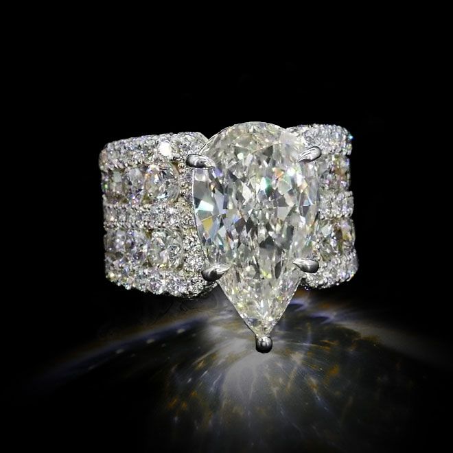 Multi Row Shank Pear Cut White Sapphire Engagement Ring For Women Belovegrace