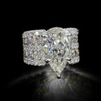 Multi Row Shank Pear Cut White Sapphire Engagement Ring For Women Belovegrace