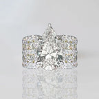 Multi Row Shank Pear Cut White Sapphire Engagement Ring For Women Belovegrace
