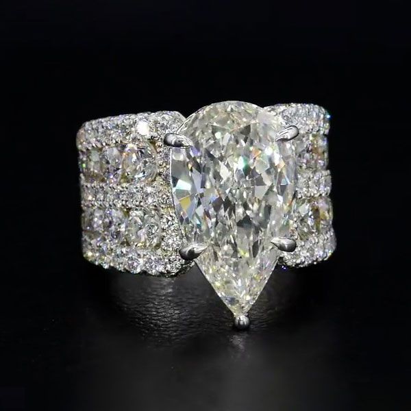 Multi Row Shank Pear Cut White Sapphire Engagement Ring For Women Belovegrace