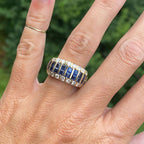 Golden Asscher & Round Cut Blue & White Sapphire Wedding Band For Women Belovegrace