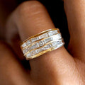 Golden Multi Row Mix Cut White Sapphire Wedding Band For Women Belovegrace