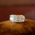 Golden Multi Row Mix Cut White Sapphire Wedding Band For Women Belovegrace