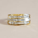 Golden Multi Row Mix Cut White Sapphire Wedding Band For Women Belovegrace