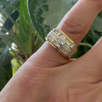 Golden Multi Row Mix Cut White Sapphire Wedding Band For Women Belovegrace