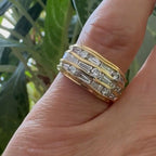 Golden Multi Row Mix Cut White Sapphire Wedding Band For Women Belovegrace