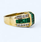 Vintage Golden Emerald Cut Emerald Sapphire Wedding Band For Women Belovegrace