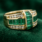 Vintage Multi-Row Emerald Cut Emerald Green Sapphire Band Ring For Women
