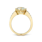Golden Round Cut White & Blue Sapphire Engagement Ring For Women Belovegrace