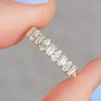 Golden Pear & Baguette Cut White Sapphire Wedding Band For Women Belovegrace