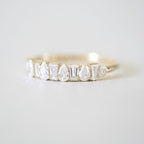 Golden Pear & Baguette Cut White Sapphire Wedding Band For Women Belovegrace