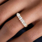 Golden Pear & Baguette Cut White Sapphire Wedding Band For Women Belovegrace