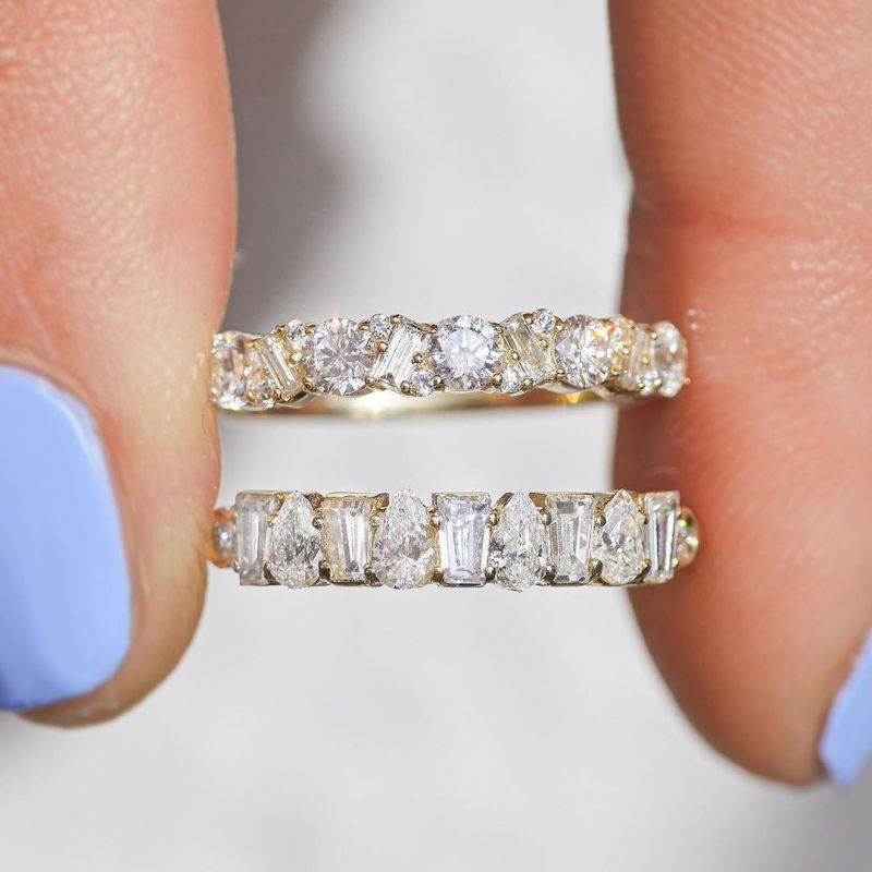 Golden Pear & Baguette Cut White Sapphire Wedding Band For Women Belovegrace