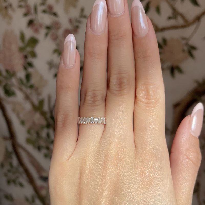 Golden Pear & Baguette Cut White Sapphire Wedding Band For Women Belovegrace