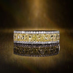 Half Eternity Two Tone Radiant Cut Yellow Sapphire Wedding Band For Women Belovegrace