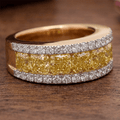 Luxury Jewelry Yellow Gold Radiant Cut Canary Sapphire Half Eternity Wedding Band For Women