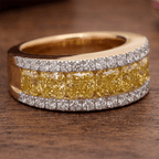 Luxury Jewelry Yellow Gold Radiant Cut Canary Sapphire Half Eternity Wedding Band For Women