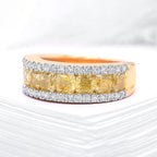 Half Eternity Two Tone Radiant Cut Yellow Sapphire Wedding Band For Women Belovegrace