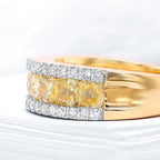 Half Eternity Two Tone Radiant Cut Yellow Sapphire Wedding Band For Women Belovegrace