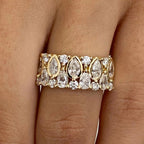 Half Eternity Gold Bezel Pear Cut White Sapphire Wedding Band For Women Belovegrace