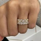 Half Eternity Gold Bezel Pear Cut White Sapphire Wedding Band For Women Belovegrace