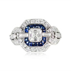 Milgrain Asscher Cut White Sapphire Engagement Ring For Women Belovegrace