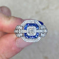 Milgrain Asscher Cut White Sapphire Engagement Ring For Women Belovegrace