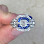 Milgrain Asscher Cut White Sapphire Engagement Ring For Women Belovegrace