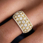 Golden Round Cut White Sapphire Wedding Band For Women Belovegrace