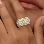 Golden Round Cut White Sapphire Wedding Band For Women Belovegrace