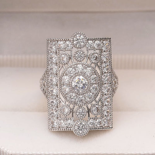 Vintage Round Cut White Sapphire Engagement Ring For Women Belovegrace