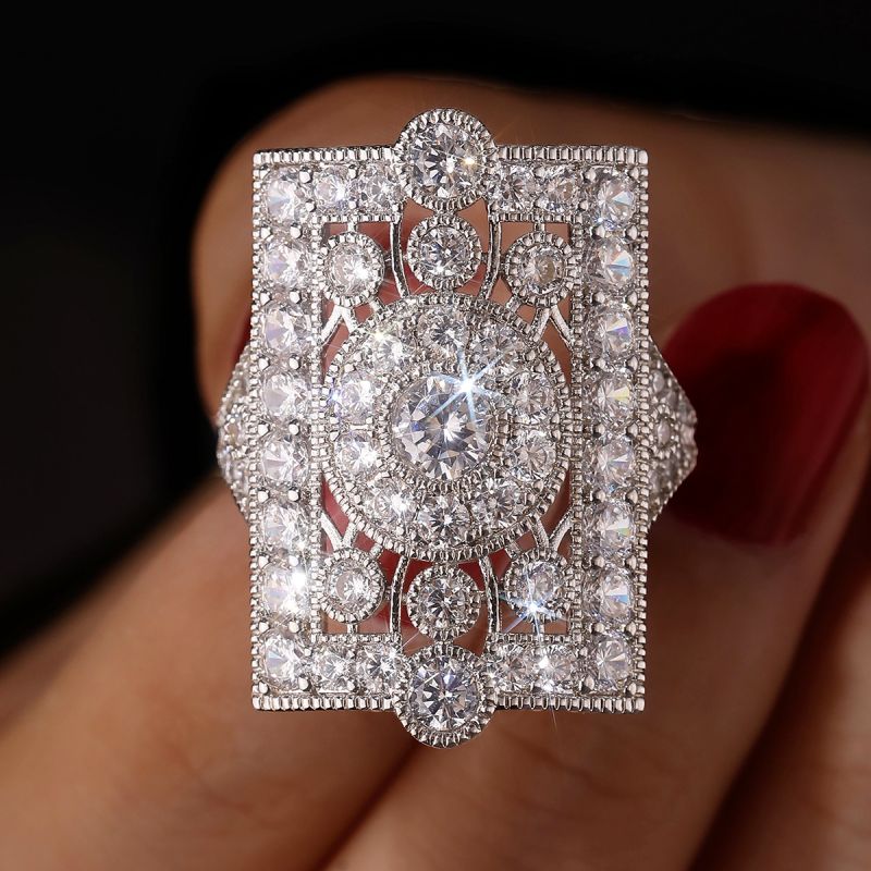Vintage Round Cut White Sapphire Engagement Ring For Women Belovegrace