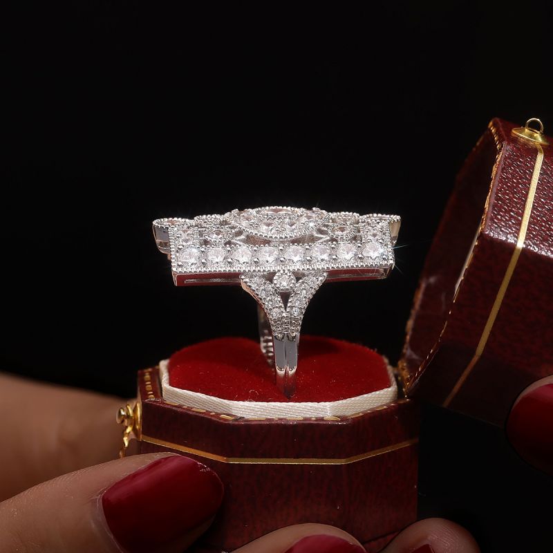 Vintage Round Cut White Sapphire Engagement Ring For Women Belovegrace