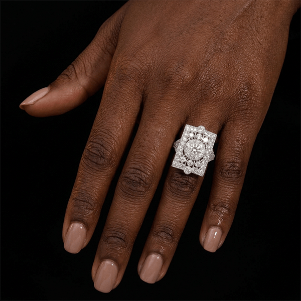 Luxury Jewelry Milgrain Bezel Round Cut White Sapphire Cocktail Ring For Women