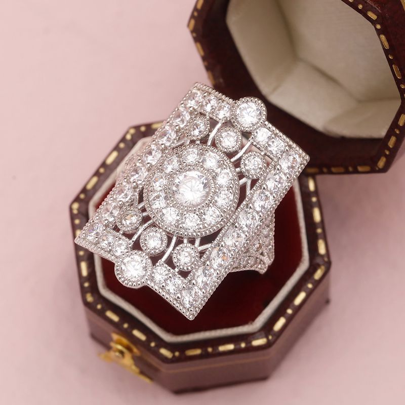 Vintage Round Cut White Sapphire Engagement Ring For Women Belovegrace
