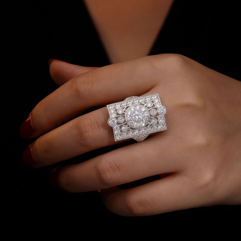 Vintage Round Cut White Sapphire Engagement Ring For Women Belovegrace