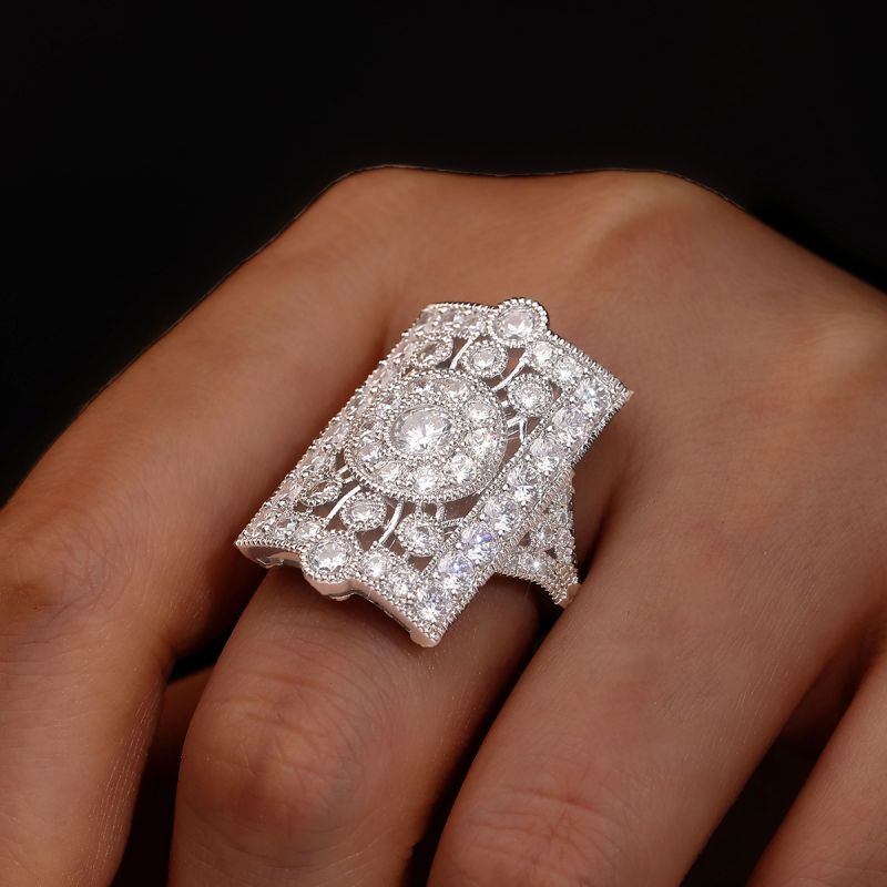 Vintage Round Cut White Sapphire Engagement Ring For Women Belovegrace
