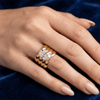 Wide Yellow Gold Oval Cut Solitaire White Sapphire Engagement Ring