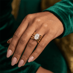 Wide Yellow Gold Oval Cut Solitaire White Sapphire Engagement Ring