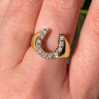 Vintage Horseshoe Design White Sapphire Round Cut Ring For Women Belovegrace