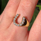 Vintage Horseshoe Design White Sapphire Round Cut Ring For Women Belovegrace